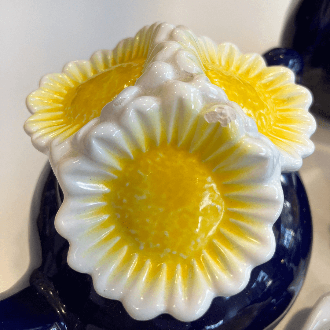 Conjunto de Café em Porcelana Azul - Margaridas