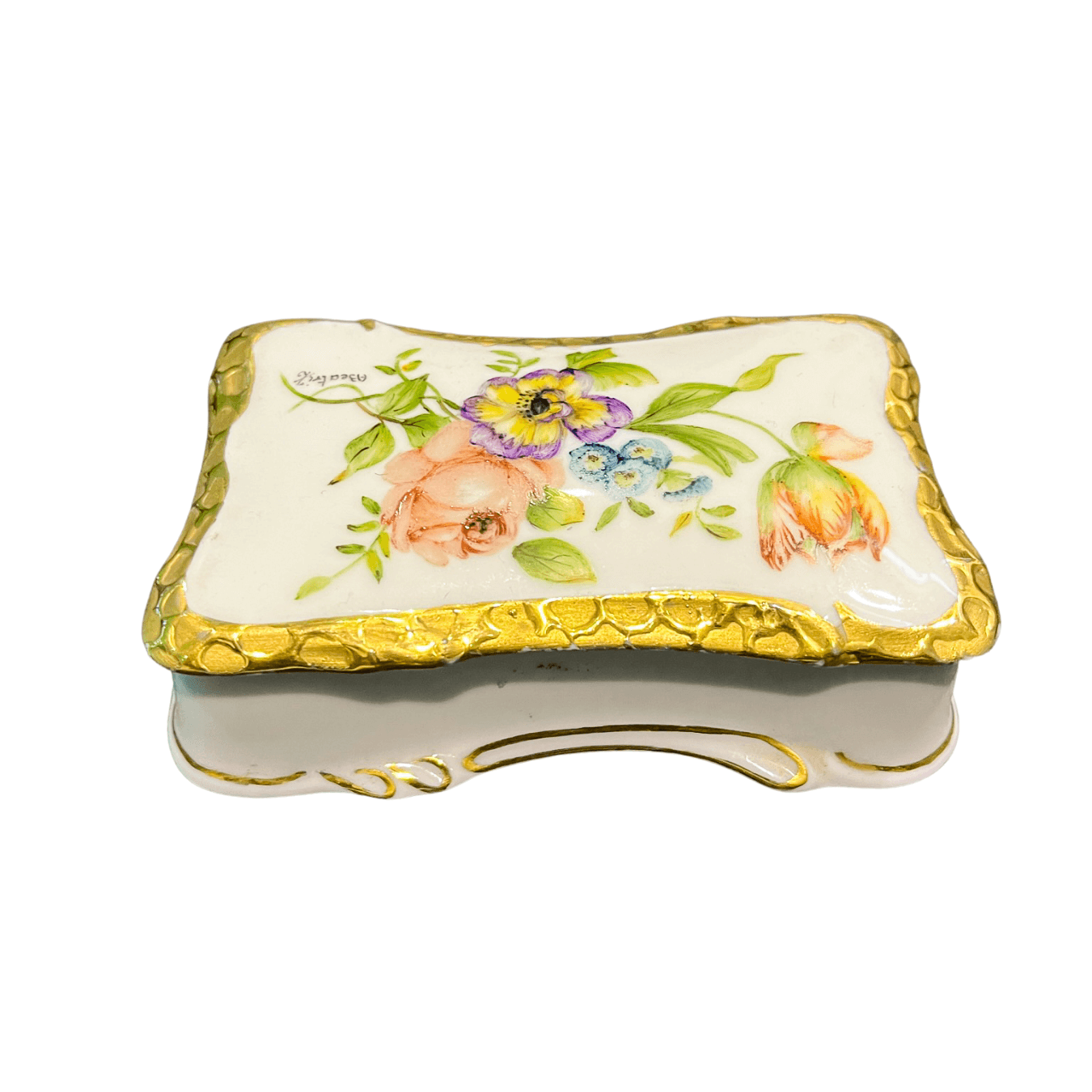 Porta Jóias Porcelana Teixeira com Motivos Florais