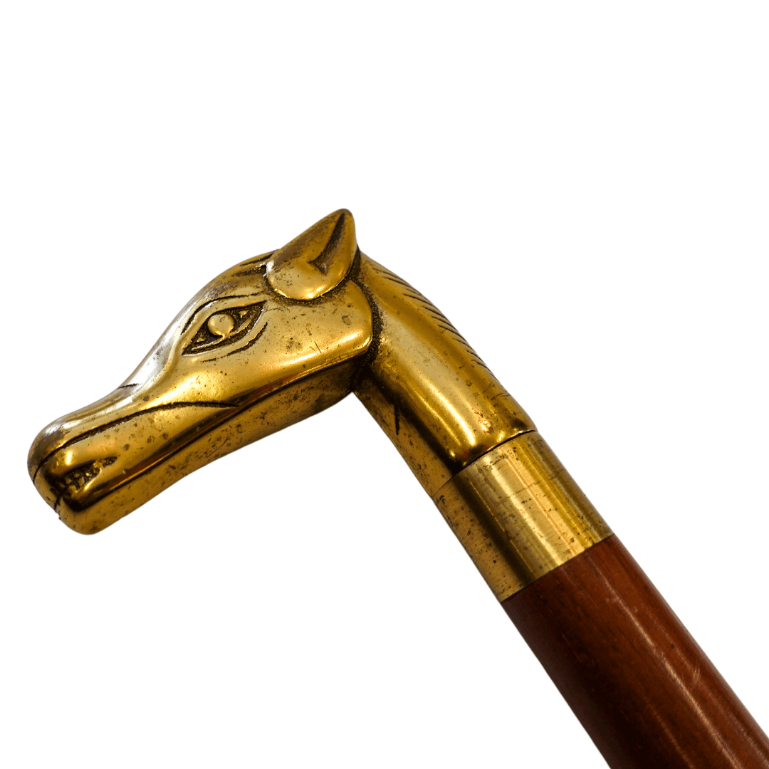 Bengala Inglesa em Madeira com Cavalo em Bronze