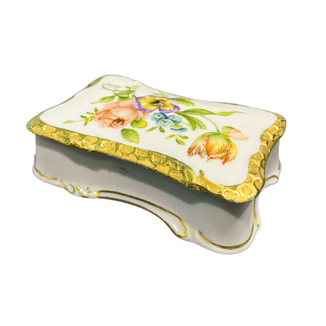 Porta Jóias Porcelana Teixeira com Motivos Florais