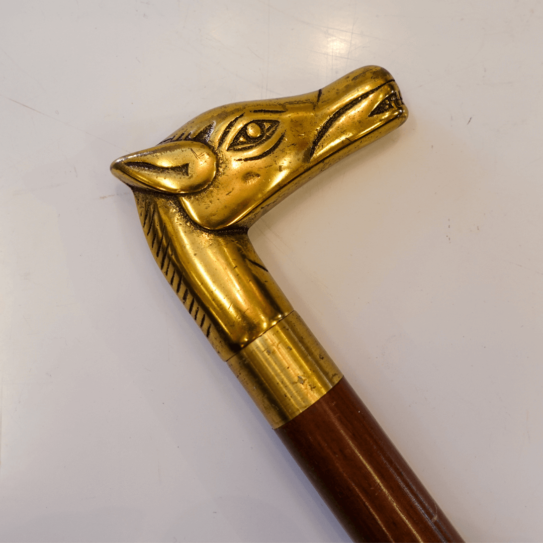 Bengala Inglesa em Madeira com Cavalo em Bronze