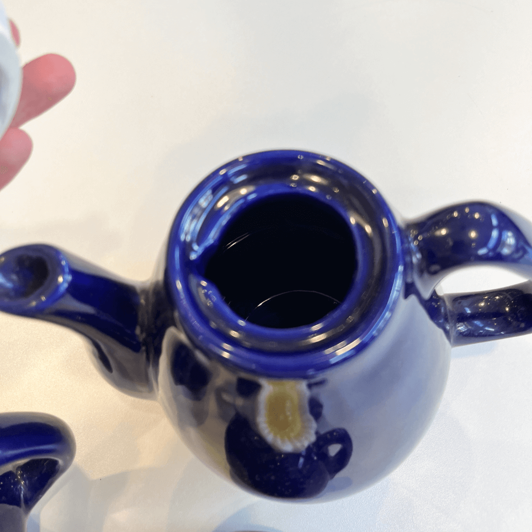 Conjunto de Café em Porcelana Azul - Margaridas