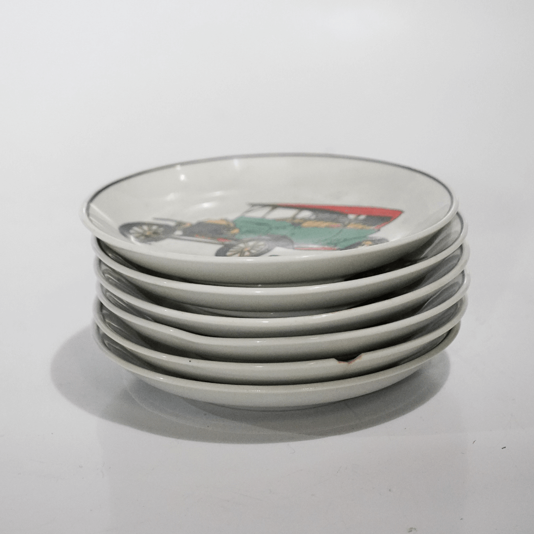 Conjunto de Pratos de Carros Clássicos Porcelana Schmidt