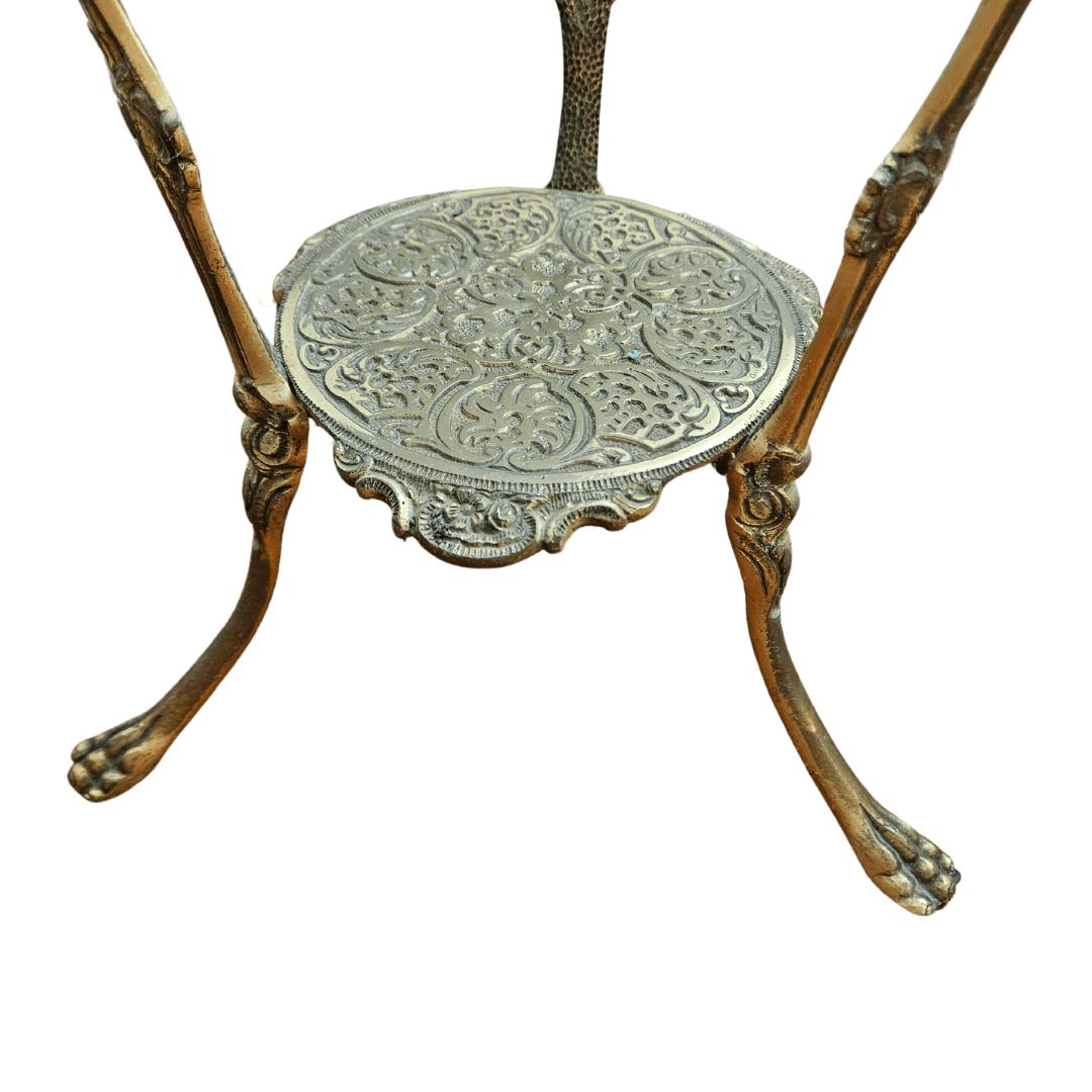 Mesa de Canto Vintage em Bronze e Pedra - Design Art Nouveau