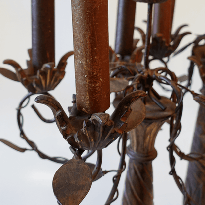 Par de Candelabros Antigos Grandes em Metal - Art Nouveau