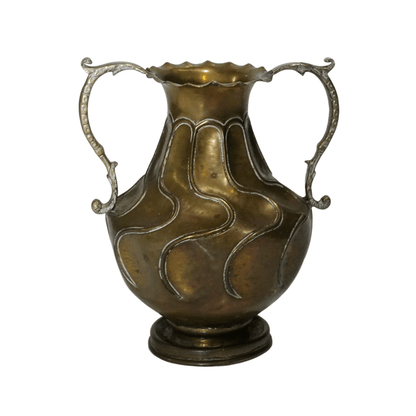 Vaso Ânfora Antigo em Bronze Latão - Linhas Contorcidas de Linguagem Orgânica