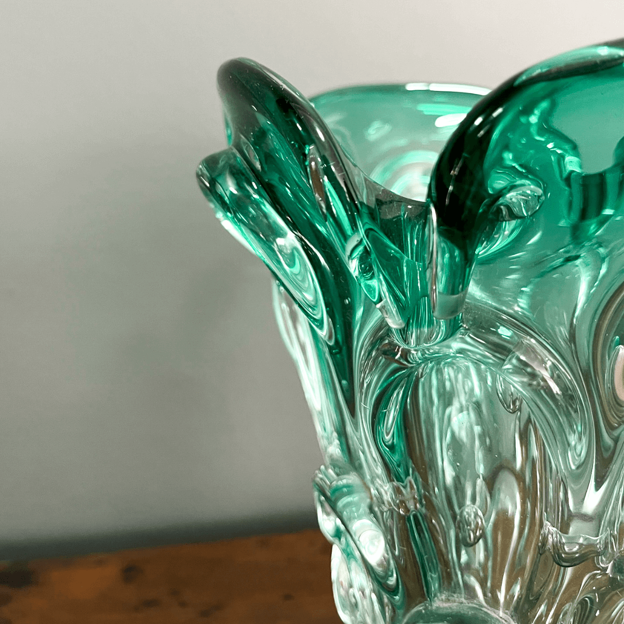 Vaso Floreiro Verde Água em Murano dos anos 1980
