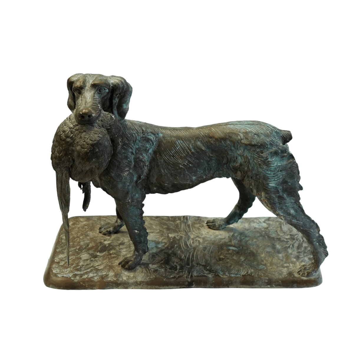 Escultura Art Nouveau - Cachorro de Caça e sua Perdiz anos 1920