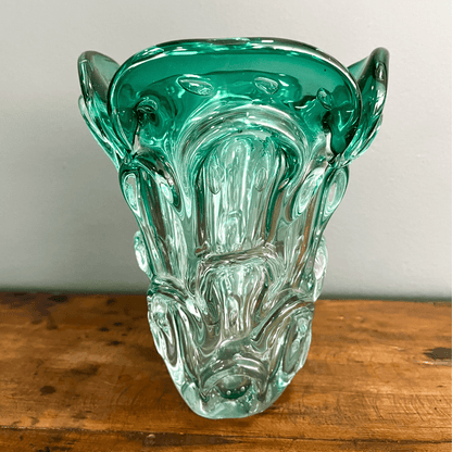 Vaso Floreiro Verde Água em Murano dos anos 1980