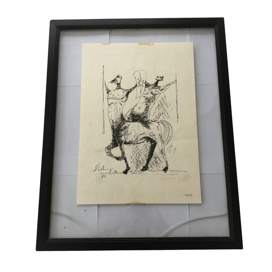 Desenho Assinado de Francisco Stockinger - A Guerreira e o Centauro (40/100)