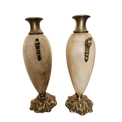 Par de Vasos em Alabastro e Bronze