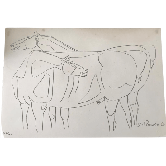 Croqui Vasco Prado Assinado - Cavalos, 1980