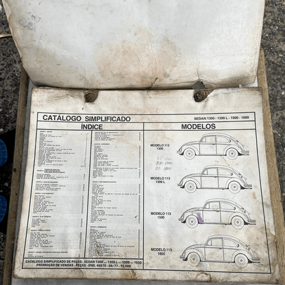 Antigo Catálogo de Peças Fusca Sedan da Volkswagen