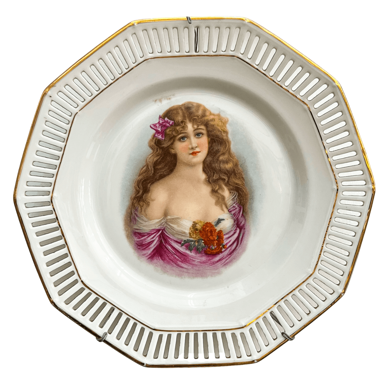 Prato Decorativo Mulher em Porcelana Schumann Bavaria