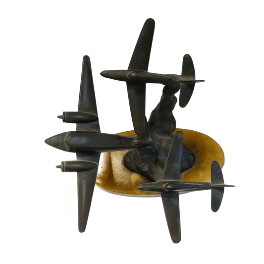 Escultura Art Deco Antiga Pós Guerra Aviões Militares