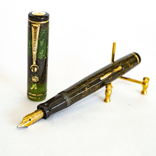 Caneta Tinteiro Wahl Eversharp Verde Jade em Celuloide - Anos 1950