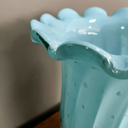 Vaso Vintage Azul em Murano Opalinado dos anos 1980