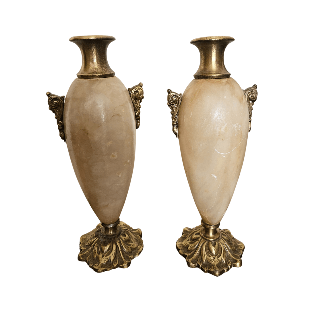 Par de Vasos em Alabastro e Bronze