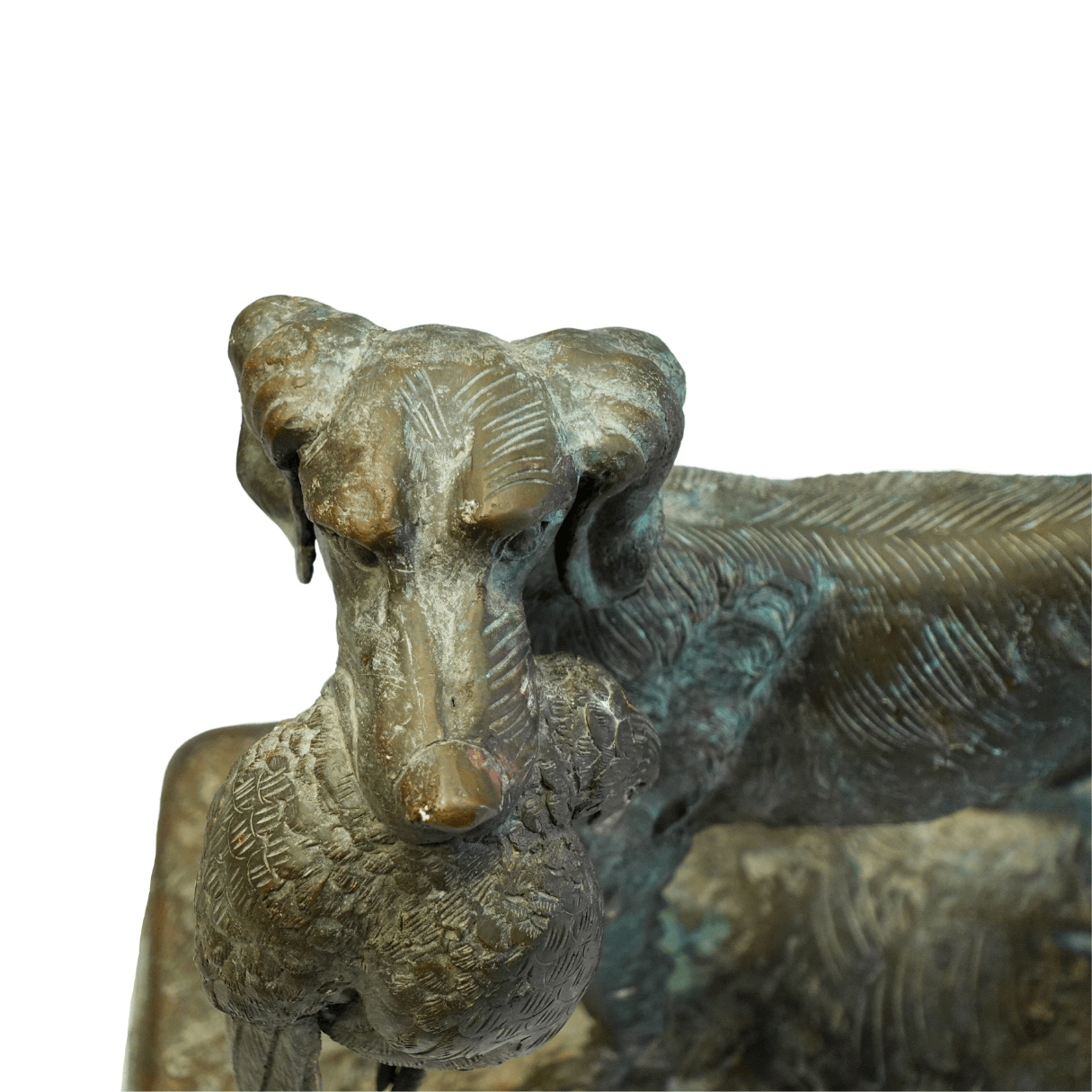 Escultura Art Nouveau - Cachorro de Caça e sua Perdiz anos 1920