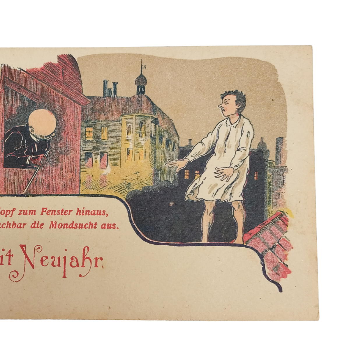 Cartão Postal Antigo Alemão de Ano Novo (Prosit Neujahr) - Vizinho