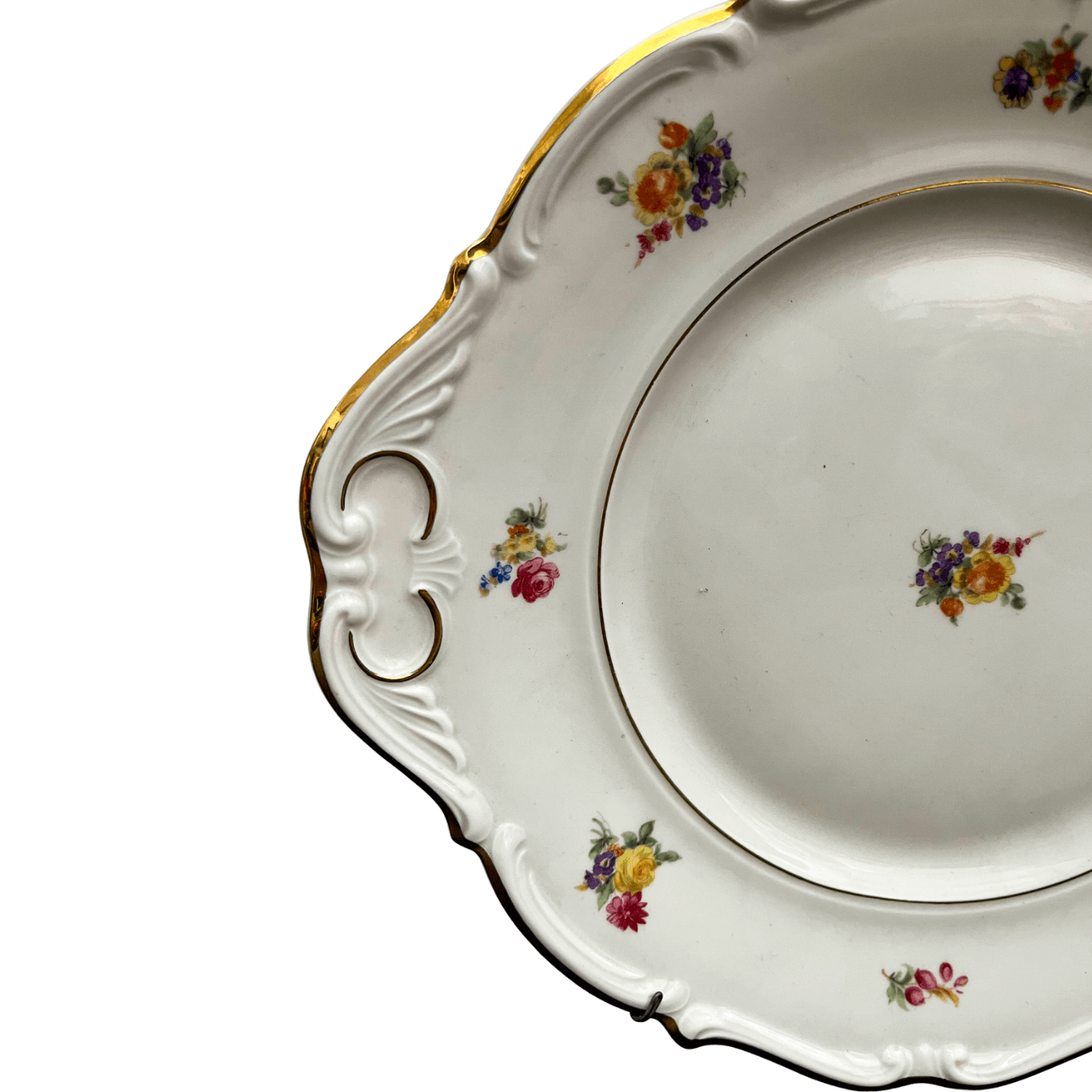 Prato Decorativo em Porcelana com Detalhe Floral