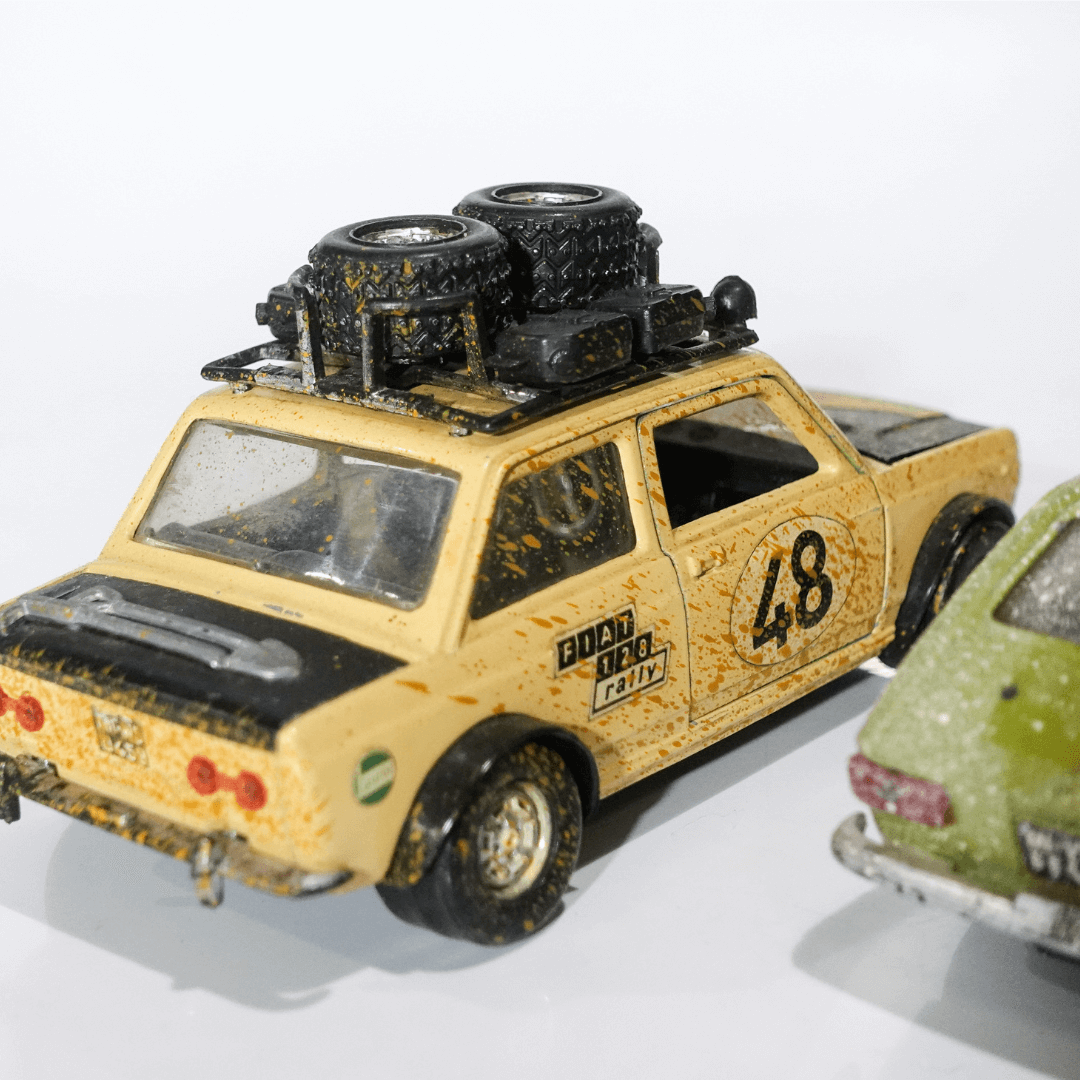 Par de Miniaturas Antigas da Fiat - Carros de Corrida Rally