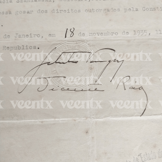 Antigo Documento Assinado Por Getúlio Vargas - 1935