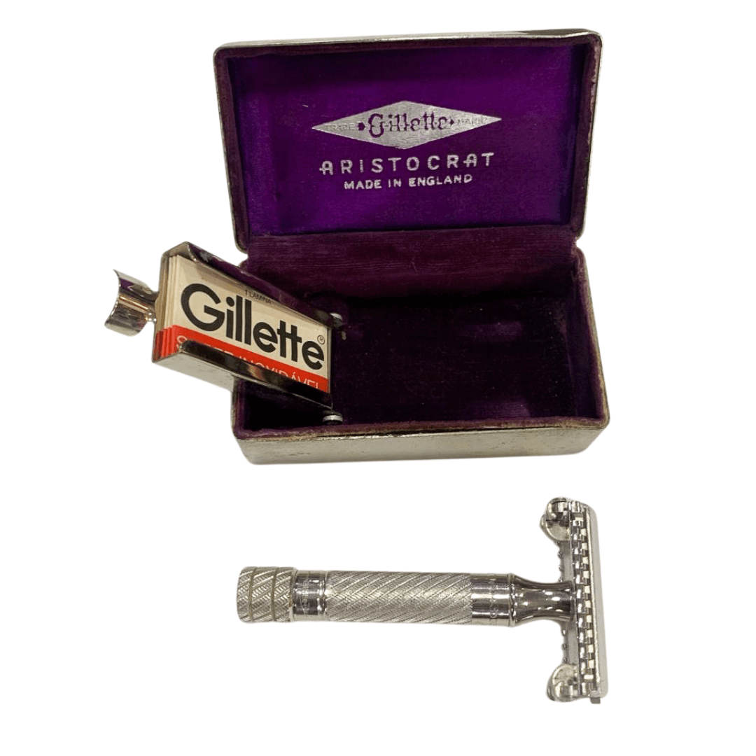 Barbeador Manual Gillette Aristocrat dos Anos 60 com Estojo Original