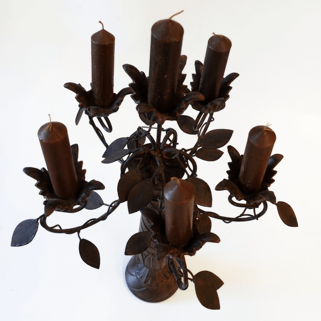 Par de Candelabros Antigos Grandes em Metal - Art Nouveau