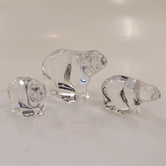 Trio de Ursos Polares de Vidro Hadeland Glassverk