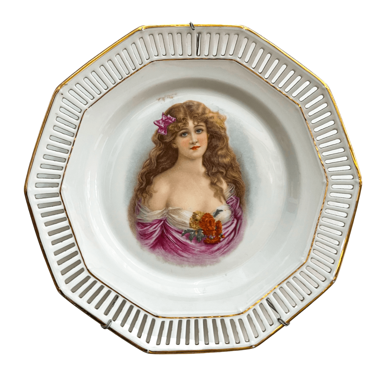 Prato Decorativo Mulher em Porcelana Schumann Bavaria