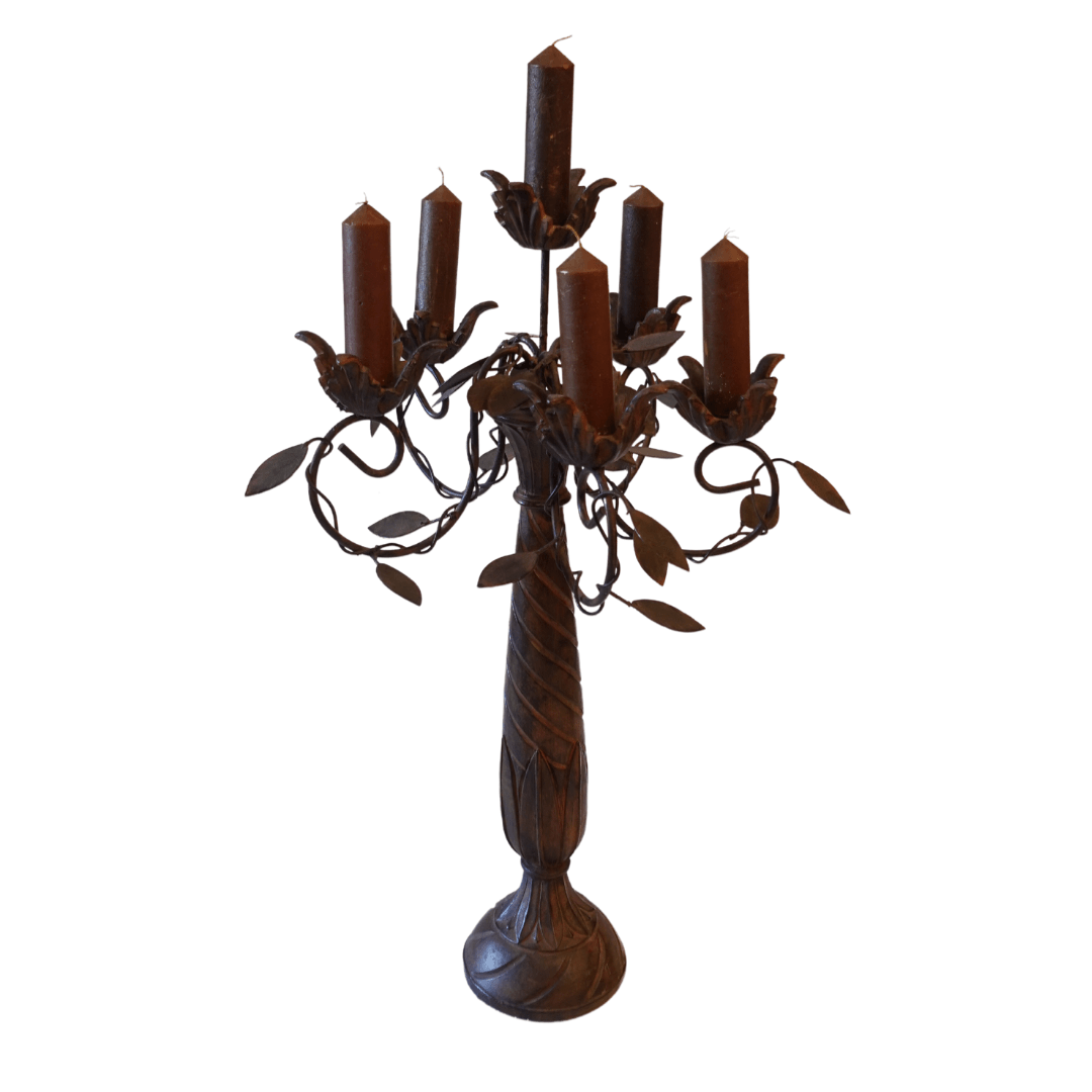 Par de Candelabros Antigos Grandes em Metal - Art Nouveau