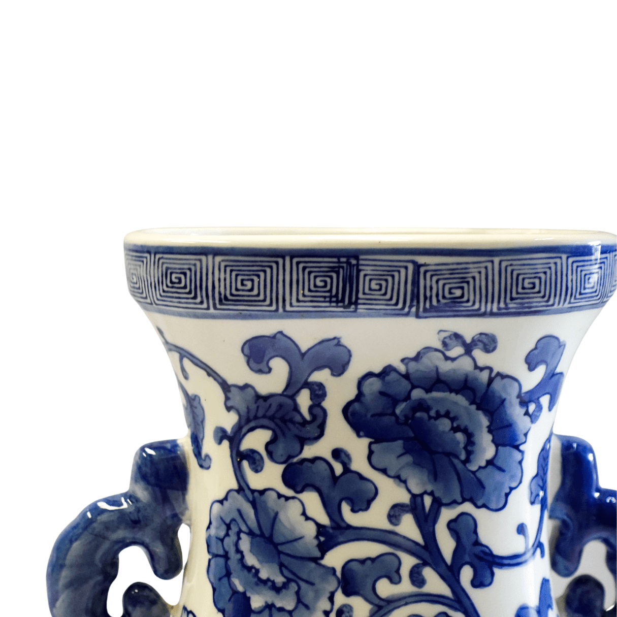 Ânfora Chinesa Antiga em Porcelana Azul e Branca