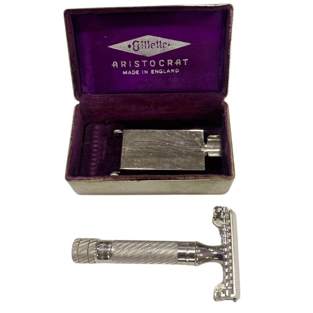 Barbeador Manual Gillette Aristocrat dos Anos 60 com Estojo Original