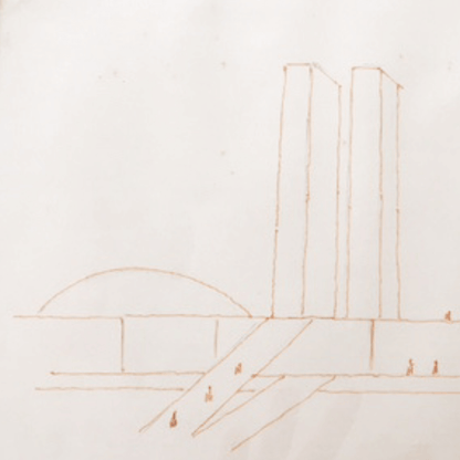 Croqui Oscar Niemeyer Assinado - Congresso Nacional, 1979