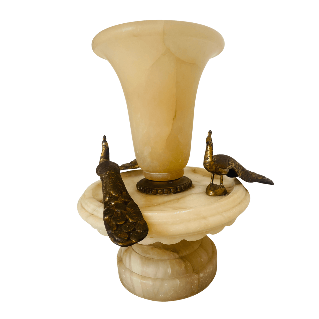 Vaso Vintage em Alabastro e Bronze - Design Neoclássico