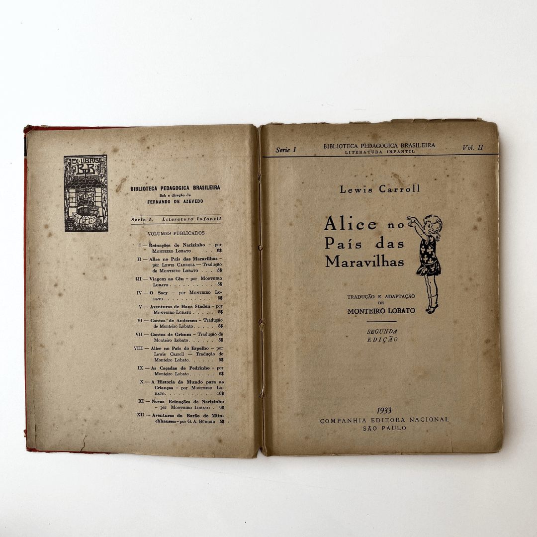 Livro Alice no Paiz das Maravilhas de 1933 - Segunda Edição