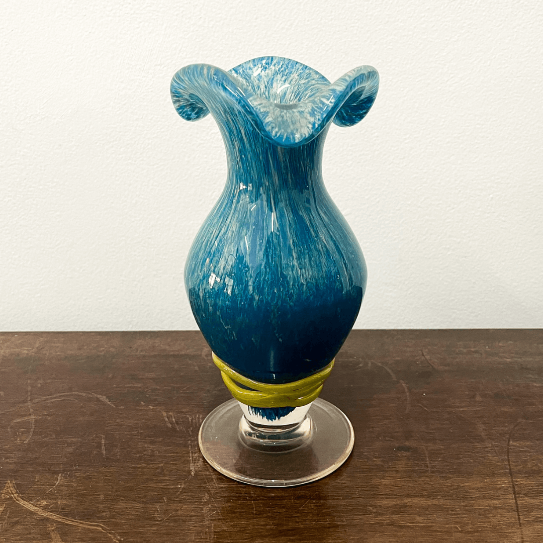 Vaso de Vidro Azul Degradê Flor