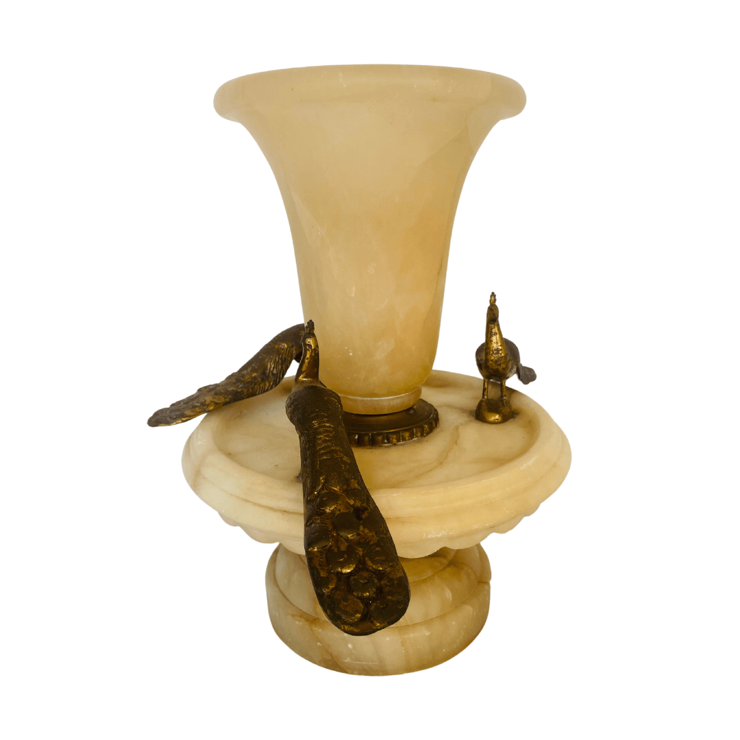 Vaso Vintage em Alabastro e Bronze - Design Neoclássico