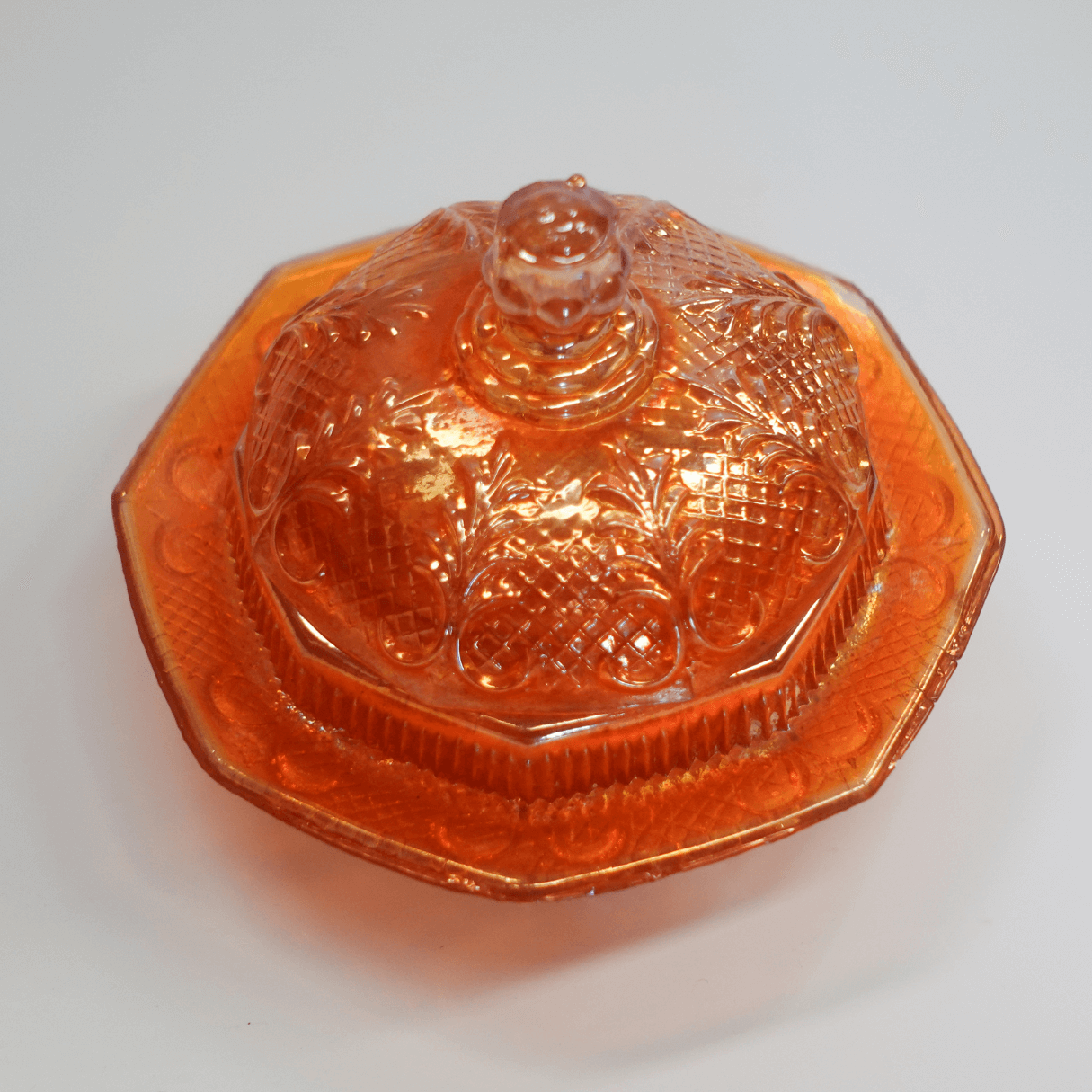 Mini Potiche Antigo Carnival Glass dos anos 1930