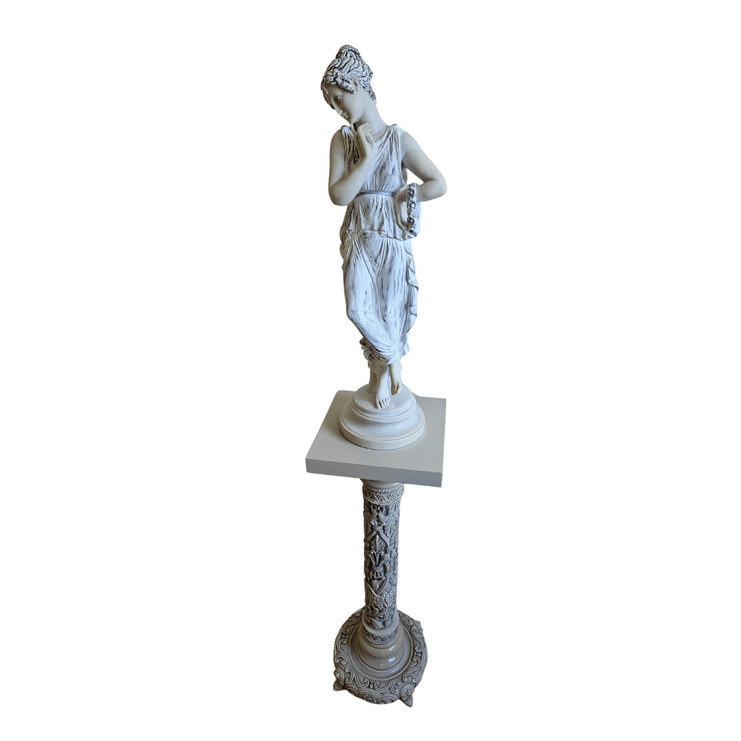 Escultura Vintage Deusa Grega Perséfone com Pedestal