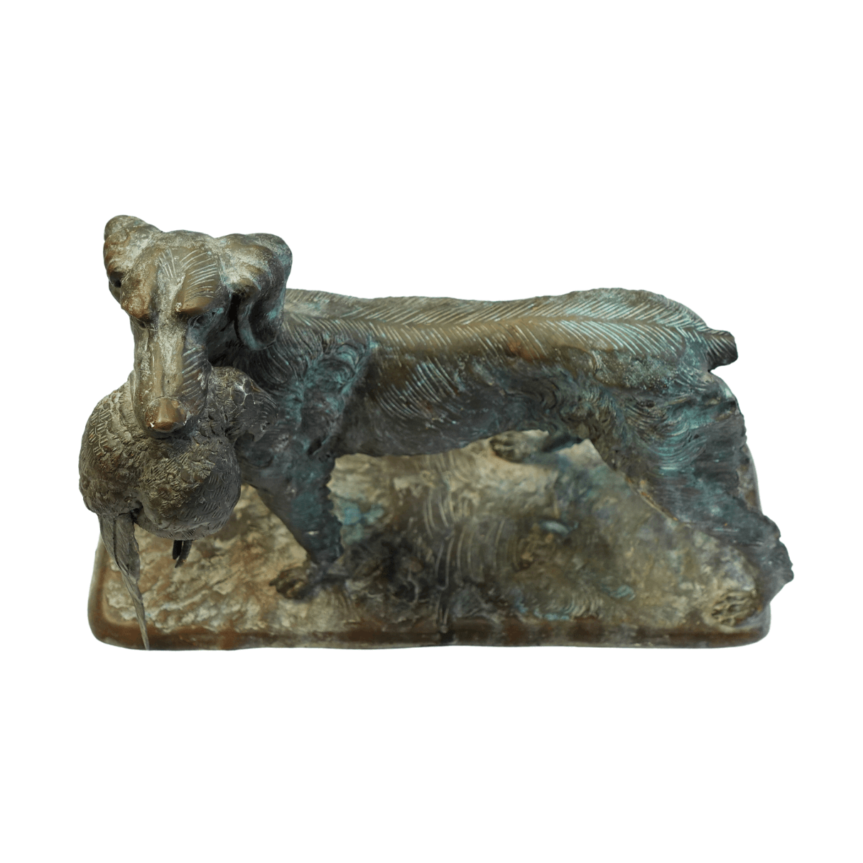 Escultura Art Nouveau - Cachorro de Caça e sua Perdiz anos 1920