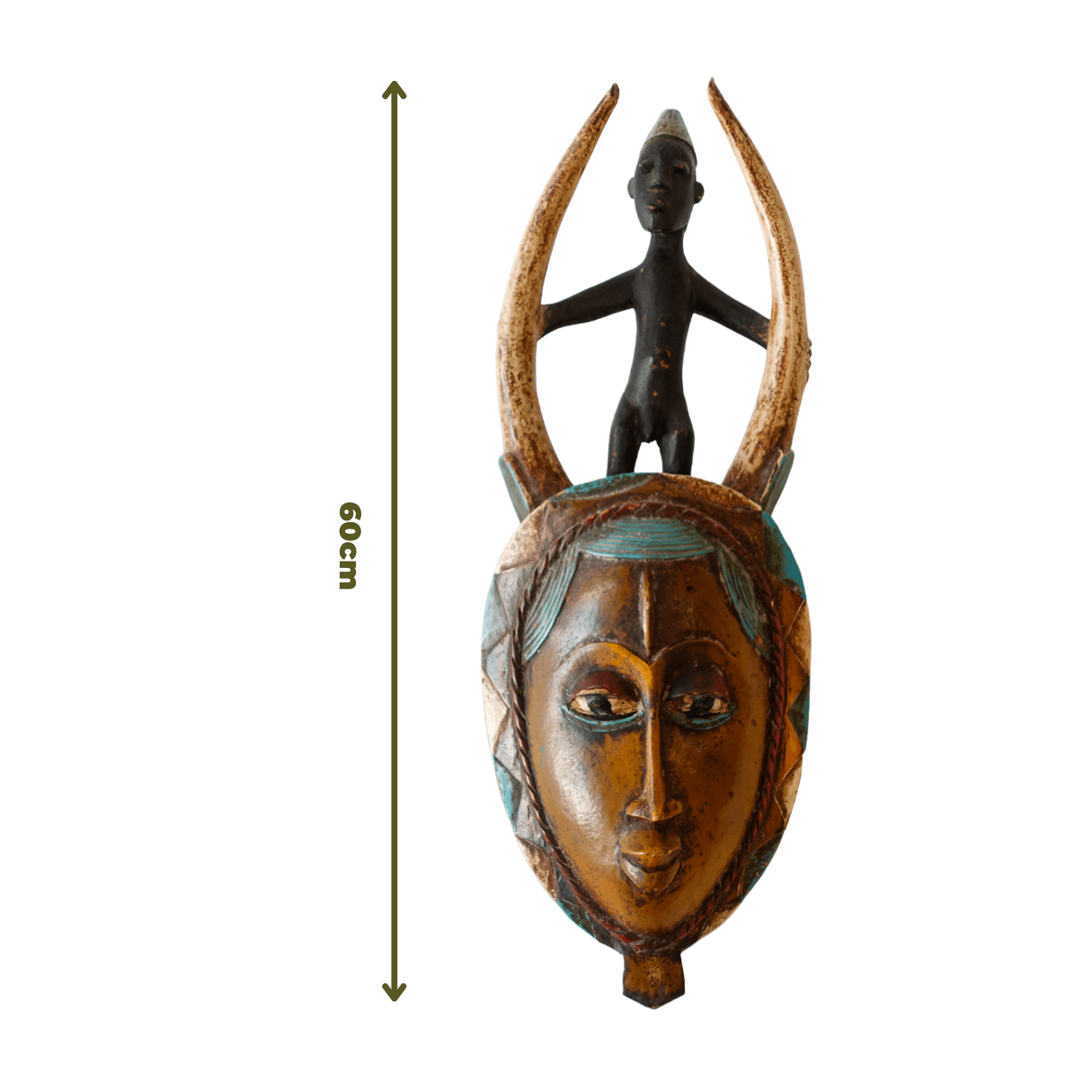 Escultura de Máscara Africana Vintage tamanho