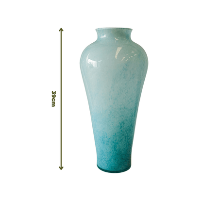 Vaso em Murano Vintage Degradê Azul de 1970 medidas