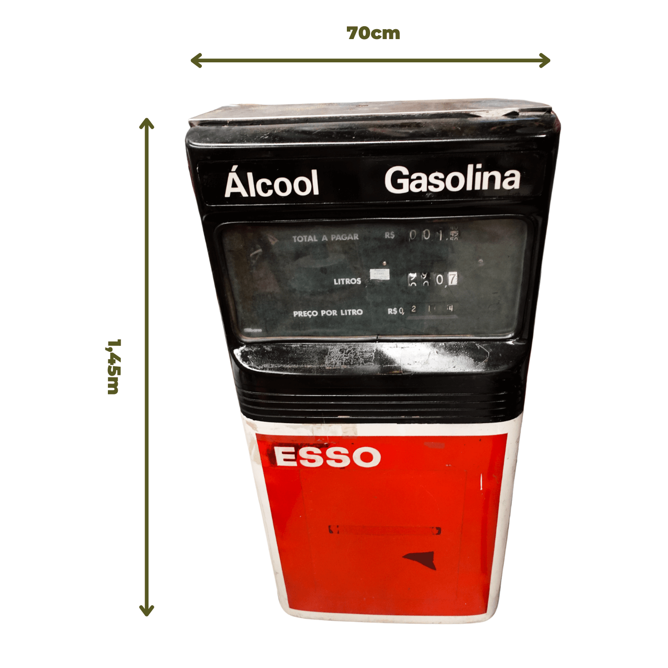 Bomba de Gasolina Esso Vintage dos anos 1990 tamanho