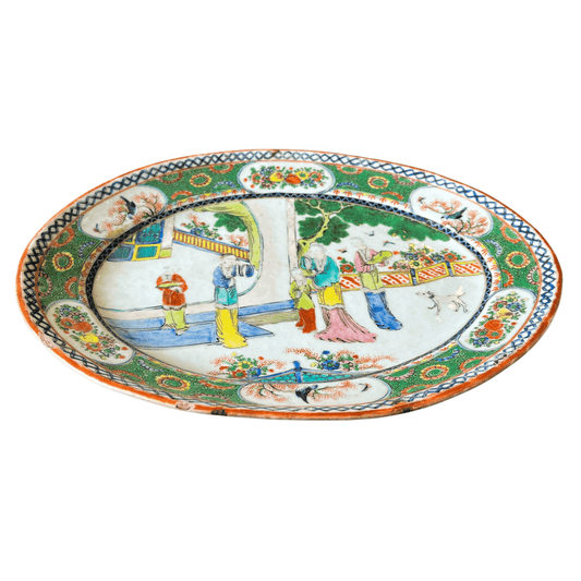 Rara travessa oval em porcelana Companhia das Índias de 1890
