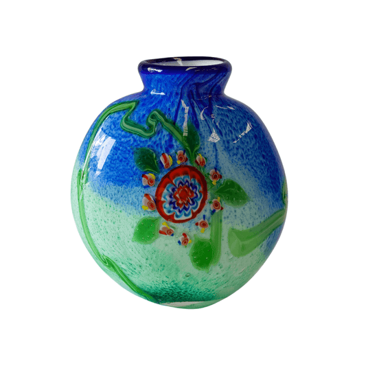 Vaso Vintage em Murano Colorido com Desenho Abstrato