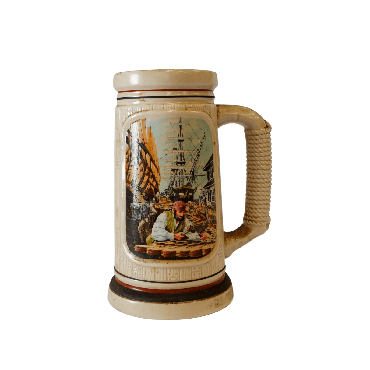 Caneco de Chopp Vintage com Tema Náutico dos anos 1980