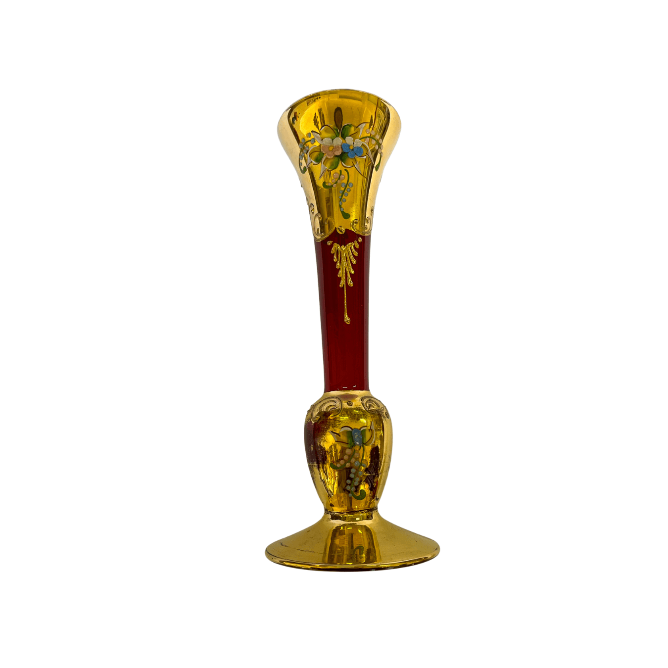 Vaso de Cristal Veneziano e Detalhes em Ouro