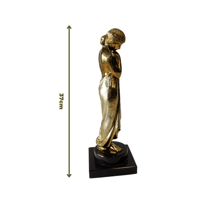 Escultura Antiga estilo Art nouveau Golden Woman medidas